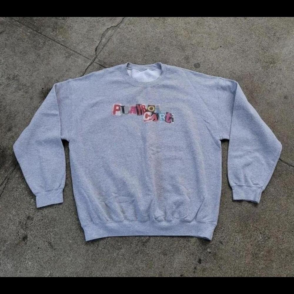 Vtg Y2k PLAYBOI CARTI Ransom Note Letters Graphic Hip Hop Rap Sweatshirt XL